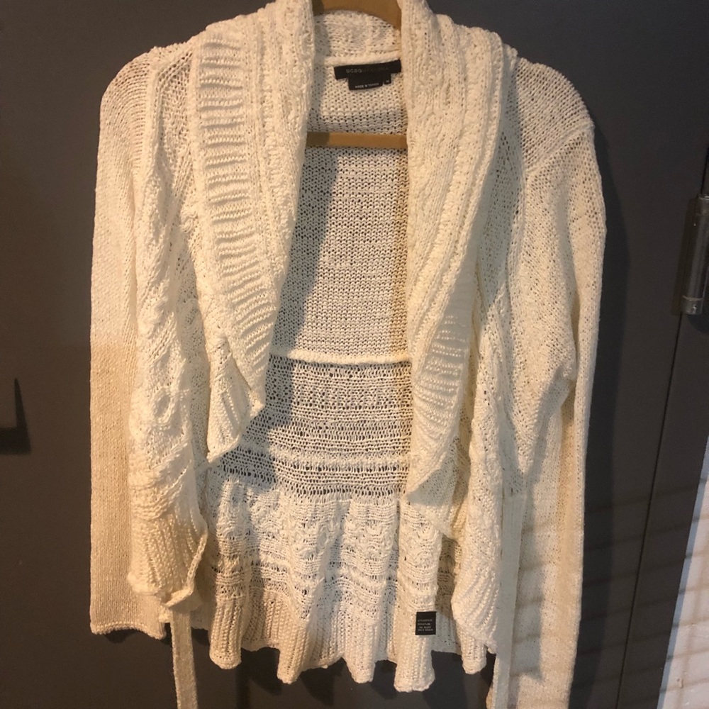 Flowy BCBG wrap sweater